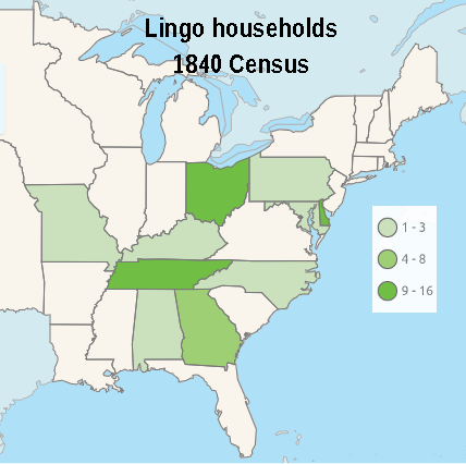 Lingo households in 1840 Census